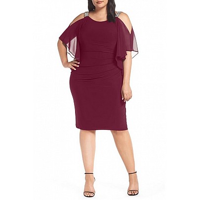 Dámské bordové plus size midi šaty Vicenza