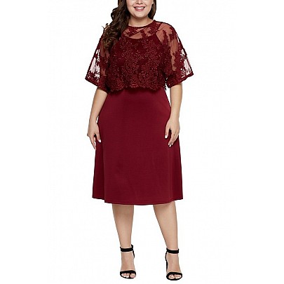 Dámské bordové plus size midi šaty Serafina