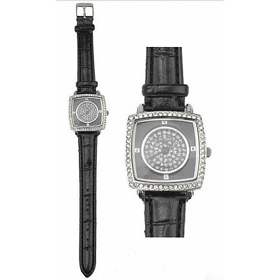 Dámské třpytivé hodinky Silver Black