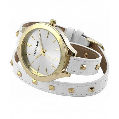 Dámské vybíjeny hodinky Excellanc Gold - bílé