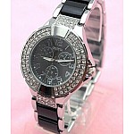 Dámské vykládané hodinky Geneva - stříbrné All Black