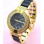 Dámské vykládané hodinky Geneva - zlaté All Black