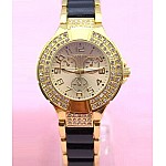 Dámské vykládané hodinky Geneva - zlaté Black