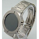 LED hodinky stříbrný řemínek - modré