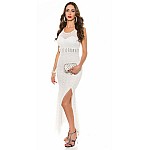 Dlouhé bílé trendy šaty s krajkou Amelina