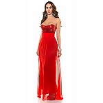 Dlouhé trendy šaty s flitry - červené