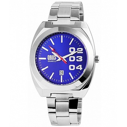 Pánské kovové hodinky QBOS stříbrné Blue