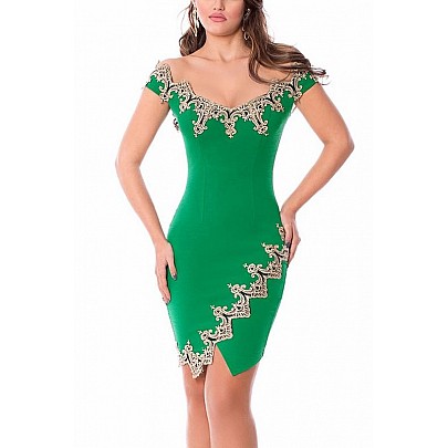 Dámské šaty s aplikací Vanda - zelené