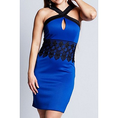 Dámské modré krajkové šaty Nerissa