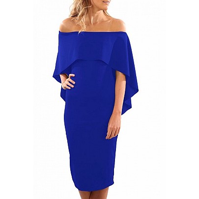 Midi šaty s volánem Orlean - modré