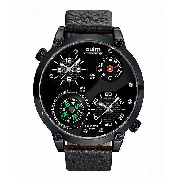 Pánské hodinky Oulm Dual Navigator New - černé