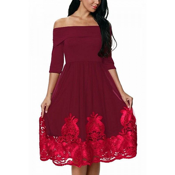 Dámské šaty s aplikací Coleta - burgundy