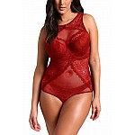 Krajkové plus size body Blair - červené