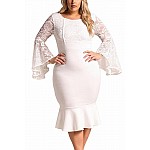 Bodycon plus size šaty Cameron - bílé