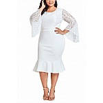 Bodycon plus size šaty Cameron - bílé