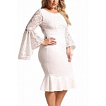 Bodycon plus size šaty Cameron - bílé