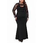 Dlouhé plus size šaty Nadia - černé