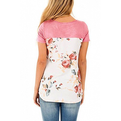 Tričko s květinovým potiskem Jillian - růžové