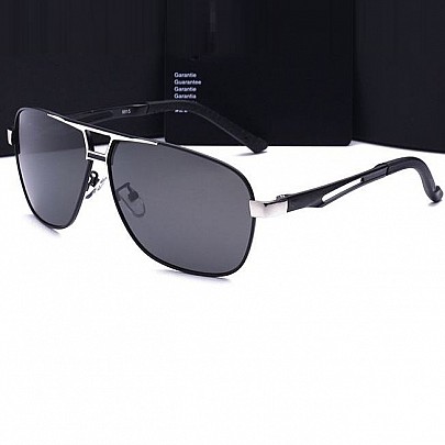 Polarizační sluneční brýle pilotky Luxury - stříbrné černé