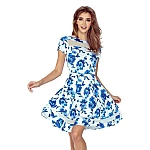 Stylové dámské šaty Diane bílé s květinami vMM 003-3 Stylové dámské šaty Diane bílé s květinami vMM 003-3