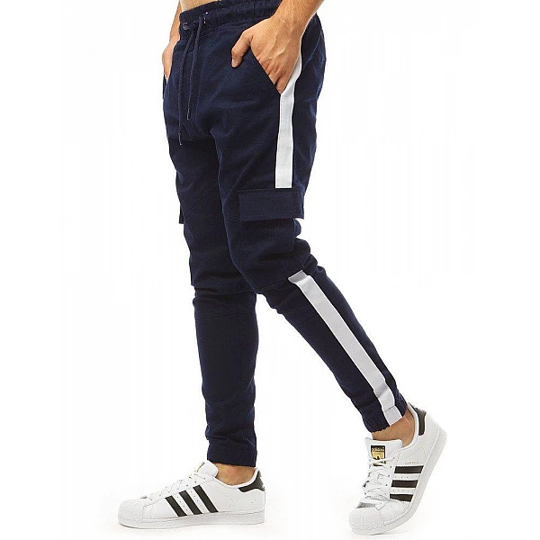 Tmavě modré pohodlné pánské teplákové joggery vux1998 Tmavě modré pohodlné pánské teplákové joggery vux1998