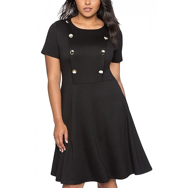 Dámské černé plus size midi šaty Toma Dámské černé plus size midi šaty Toma