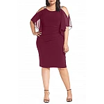 Dámské bordové plus size midi šaty Vicenza Dámské bordové plus size midi šaty Vicenza