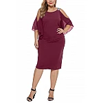 Dámské bordové plus size midi šaty Vicenza Dámské bordové plus size midi šaty Vicenza