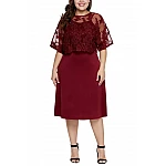Dámské bordové plus size midi šaty Serafina Dámské bordové plus size midi šaty Serafina