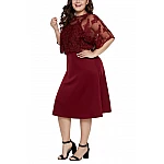 Dámské bordové plus size midi šaty Serafina Dámské bordové plus size midi šaty Serafina