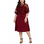 Dámské bordové plus size midi šaty Serafina Dámské bordové plus size midi šaty Serafina