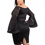 Dámské plus size šaty - černé Dámské plus size šaty - černé