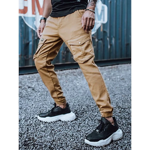 Hnědé moderní pánské joggery VUX3297 Hnědé moderní pánské joggery VUX3297