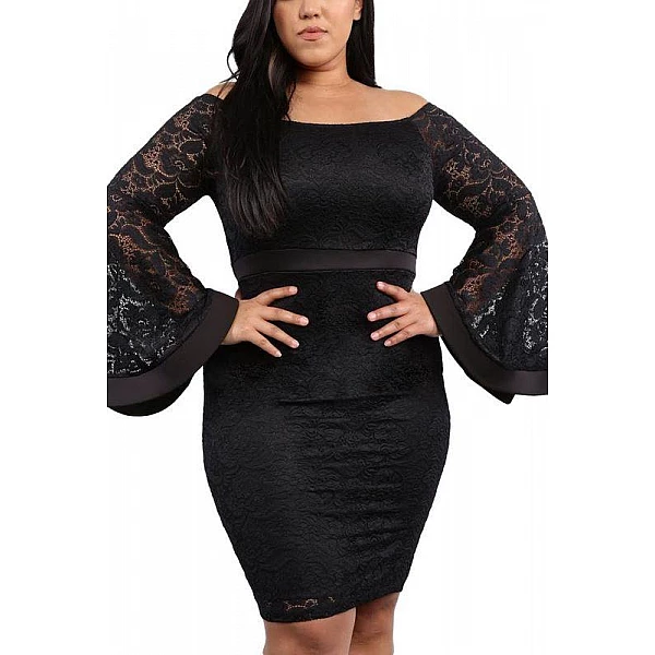 Dámské plus size šaty - černé Dámské plus size šaty - černé