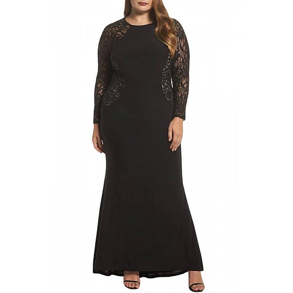 Dlouhé plus size šaty - černé Dlouhé plus size šaty - černé
