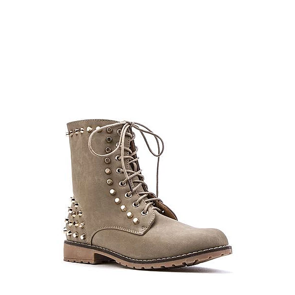 Dámské vybíjeny polobotky - khaki Dámské vybíjeny polobotky - khaki