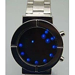 LED hodinky stříbrný řemínek - modré LED hodinky stříbrný řemínek - modré