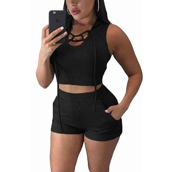 Dámský set top + kraťasy Amira - černý Dámský set top + kraťasy Amira - černý