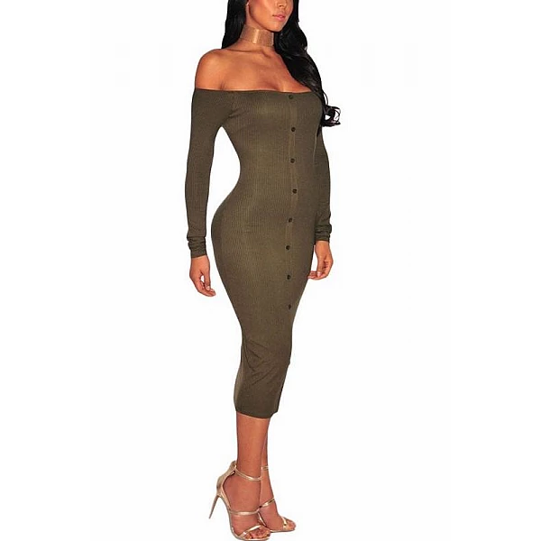 Bodycon šaty s knoflíky Rena - zelené Bodycon šaty s knoflíky Rena - zelené