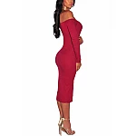 Bodycon šaty s knoflíky Rena - červené Bodycon šaty s knoflíky Rena - červené