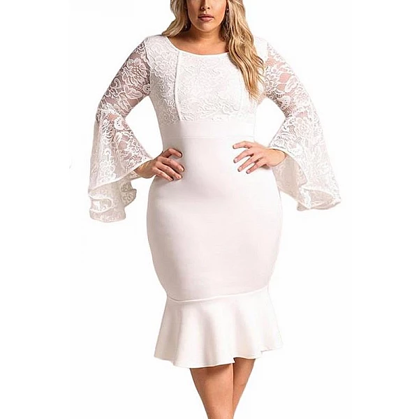 Bodycon plus size šaty Cameron - bílé Bodycon plus size šaty Cameron - bílé