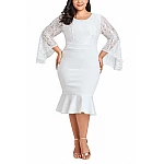Bodycon plus size šaty Cameron - bílé Bodycon plus size šaty Cameron - bílé