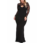 Dlouhé plus size šaty Nadia - černé Dlouhé plus size šaty Nadia - černé