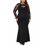 Dlouhé plus size šaty Nadia - černé Dlouhé plus size šaty Nadia - černé