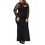 Dlouhé plus size šaty Nadia - černé Dlouhé plus size šaty Nadia - černé