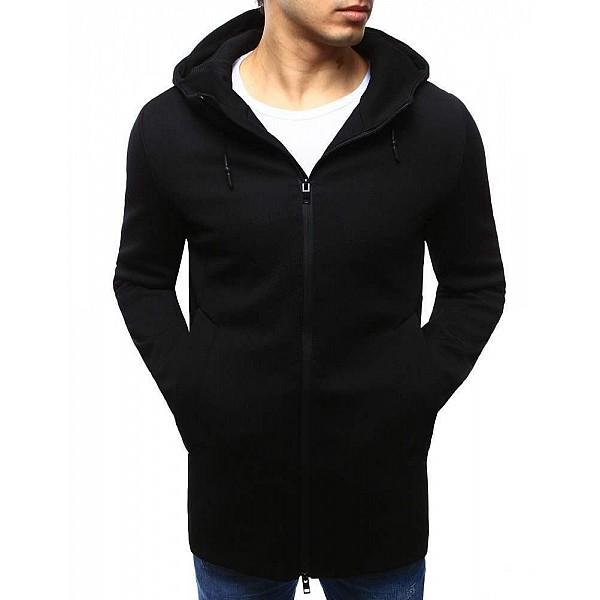 Černá prodloužená bunda s kapucí vtx2096