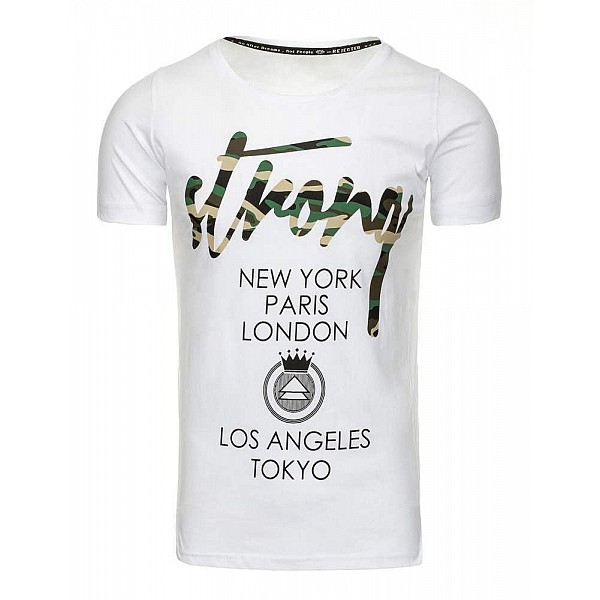 Trendové pánské tričko s nápisy - bílé vrx2192