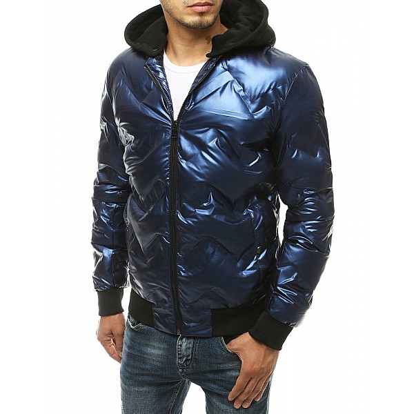 Zajímavá pánská modrá bunda s kapucí vtx3440