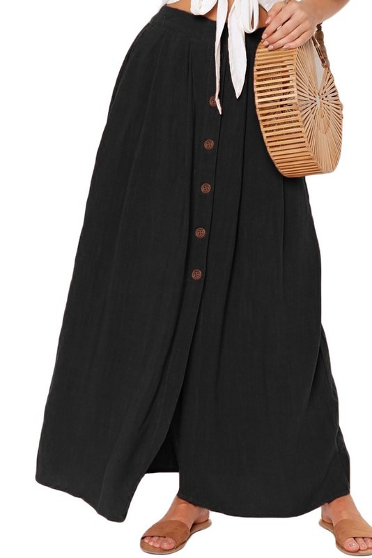 Dámská černá sukně s knoflíky