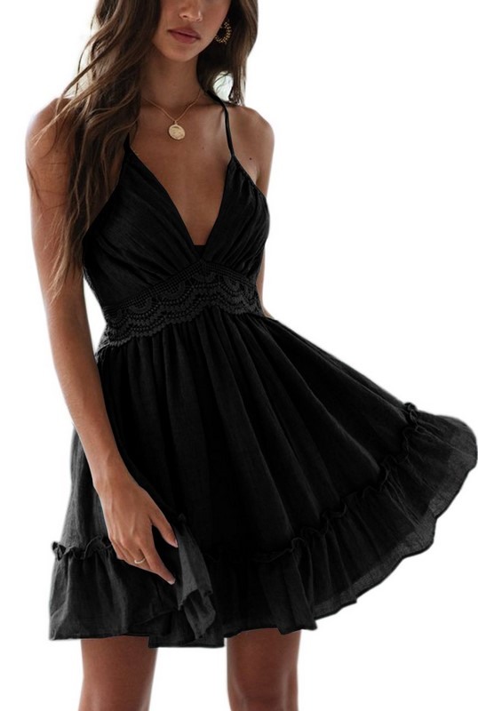 Dámské černé letní mini šaty VIOLETTA